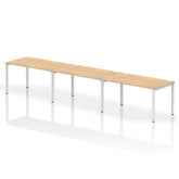 Impulse Single Row 3 Person Bench Desk W1400 x D800 x H730mm Maple Finish White Frame - IB00336 DD